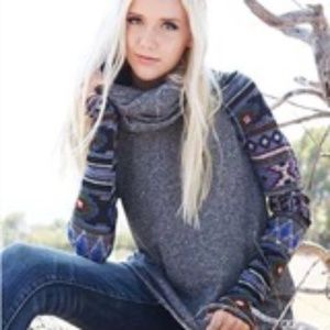Snowy TeePee top cozy winter top cowl neck long sleeve